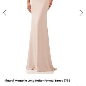 Rina di Montella Floor-Length Halter Gown in champagne beige RD2755